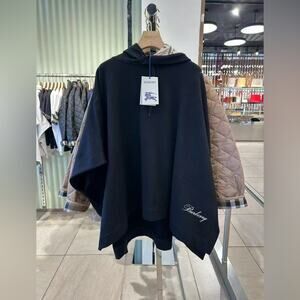 Burberry Black Hooded Poncho/cape with check print